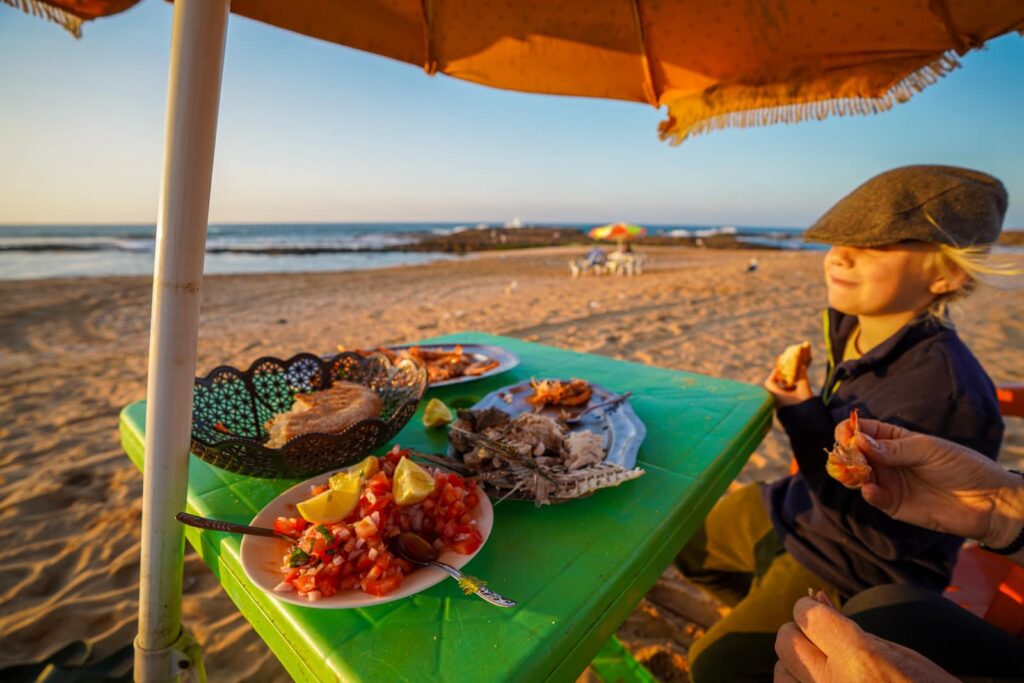The freshest of dinner on the beach at Oualidia Lagoon.