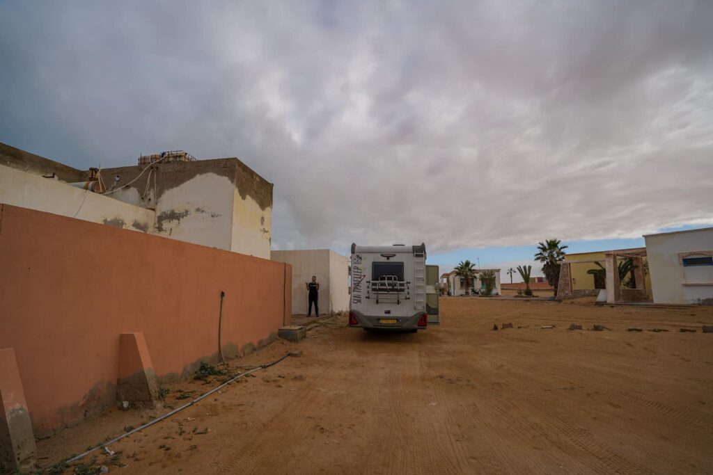 Parked in Boujdour at a southern campsites in Morocco.