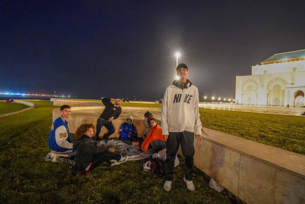 After Iftar by the Hassan II Mosque in Casablanca.