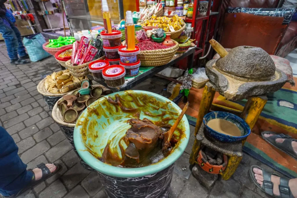 Black soap for sale in the Medina. 