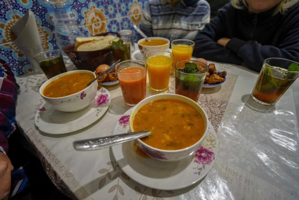  Iftar in a restaurant in Rabat during Ramadan in Morocco. 