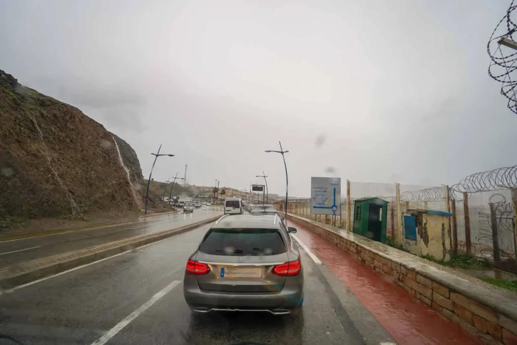 Fnideq, Morocco to Ceuta border crossing. 